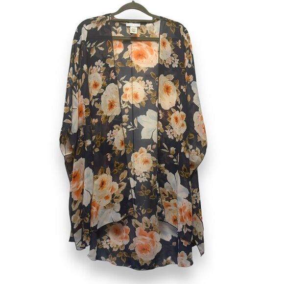Emory Park Floral Sheer Kimono Coverup - Picture 1 of 4